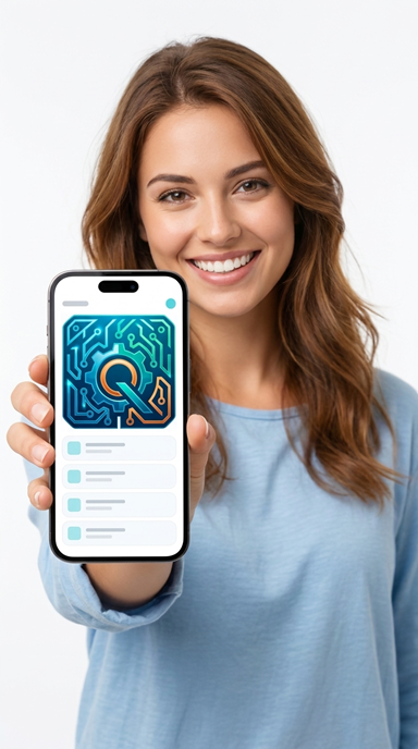 Quntillion CRM app shown on a smartphone